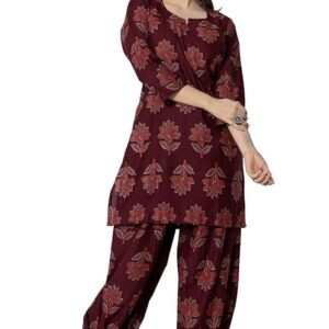 rytras Women's Pure Cotton Printed Straight Kurta Set with Palazzo Pants