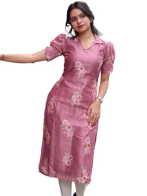 Sun Fashion And Lifestyle Women's Chanderi Stitched Printed Kurti for Girls Kurta