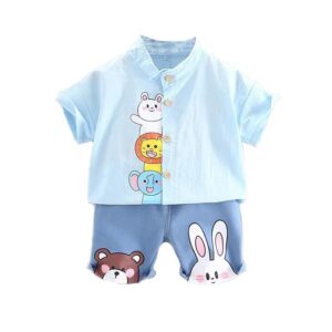 Half Sleeve Cotton Shirt & Shorts for Infant Toddler Tween Boys