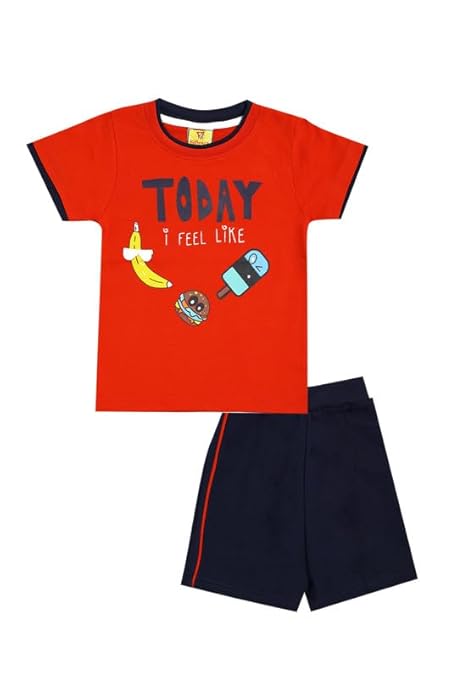 KIDS CARE Cotton Printed T-Shirts Shorts for Baby Boys