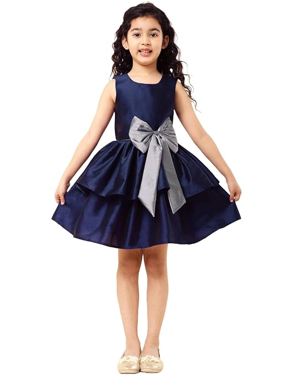A.T.U.N. (ALL THINGS UBER NICE) Girl's Skater Knee Length Solid Round Neck Dress