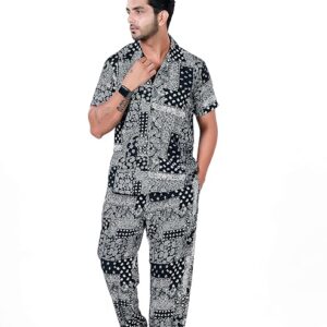 GURIK Men`S Rayon Printed Pajama Set with Elasticated Waist