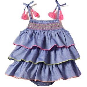 Nautinati Girls Fit and Flare Cotton Dress with Tassels | Age 0-3Years