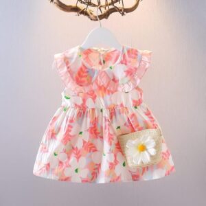 Bold N Elegant Sleeveless Cotton Floral Print Party Knee Length Dress Frock